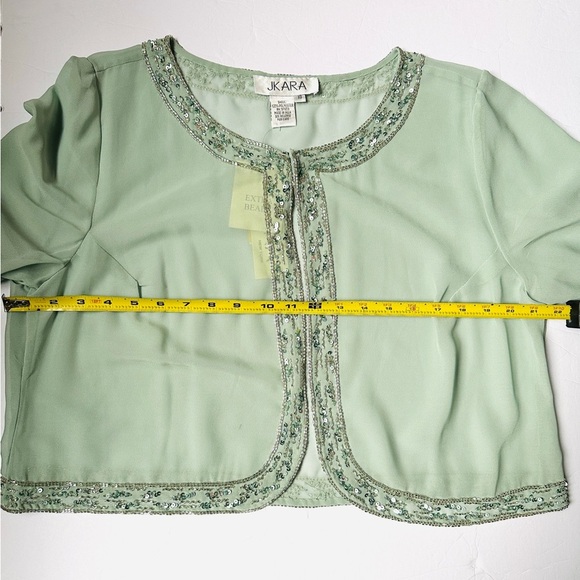 J Kara Beaded Two Elegant pieces Jacket Mint Green Maxi Dress Women’s Sz 18 - Picture 6 of 16